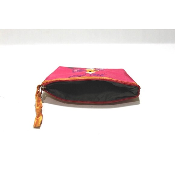 Satin Coin Purse Jewelry Organizer Small Embroidered Viet Nam Woman's 5" x 4" - Picture 3 of 3